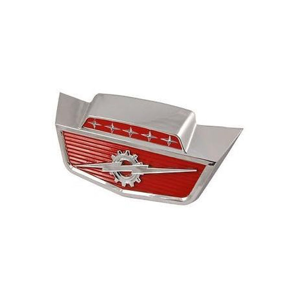 Front Hood Emblem, CHROME & RED, (6 cylinder, gear & lightening bolt –  Carolina Classics F100