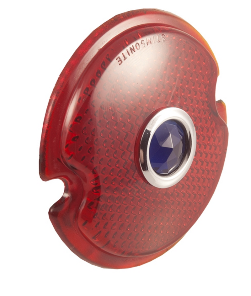 Glass tail light Lens:  Round  (w/blue dot, sold in pairs only) 1935-52 (40-13450-B)