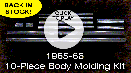 Body side Trim Molding, Complete 10 pc. kit (with clips) Fits SHORT bed 1965-66 (C5TZ-8121048-A)