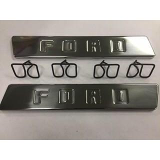 1950s Ford Crest Hood Emblem Style 3D Stainless Steel License Plate, Mirror Finish