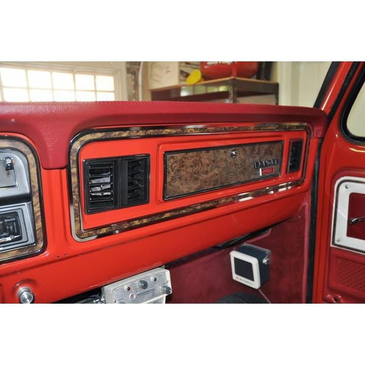 Passenger side Ranger dash trim (wood grain trim surrounding the glove box door) 1973-79 (D7TZ-1004388-A)