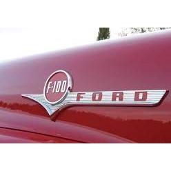 Side Hood Emblems , CHROME &RED, (sold in pairs) 1956 (B6C-16721-PR)