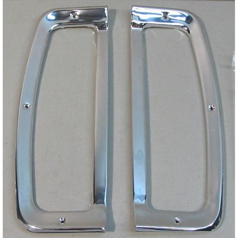 Tail light bezels, 3 hole, SOLD IN PAIRS (bright dip anodized aluminum) 1967-72 (C7TZ-99279A67-PR)