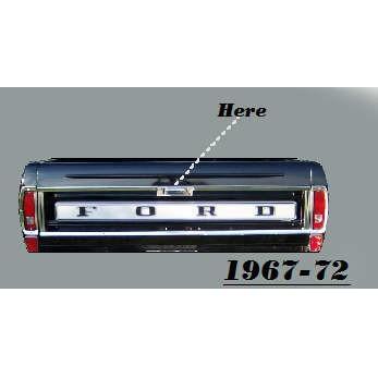 Tailgate trim molding, (TOP center, above the tailgate handle bracket) 1967-69 (C7TZ-99423A94-A)