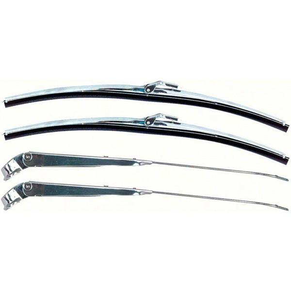 Windshield wiper set (set consists of 2 wiper arms, and 2 wiper blades, polished stainless) 1961-66 (C1TZ-17527-KIT)